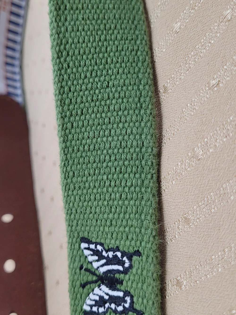 Peter Millar Bandon Trails Golf Belt Size 38 Canvas Leather Butterfly Logo Green